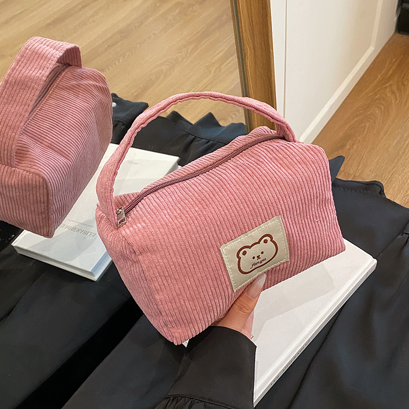新款灯芯绒迷你手提包女休闲百搭化妆包女生简约手提包妈妈小包包