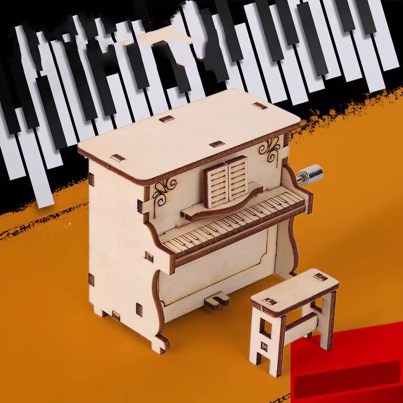 diy新款秉穹制作小发明学生钢琴手摇音乐八音盒手工声乐儿童玩具