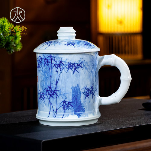 景德镇陶瓷青花手绘茶杯