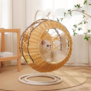 凉席宠物四季 藤编猫窝夏季 通用网红猫床猫咪摇篮屋超级大吊篮秋千
