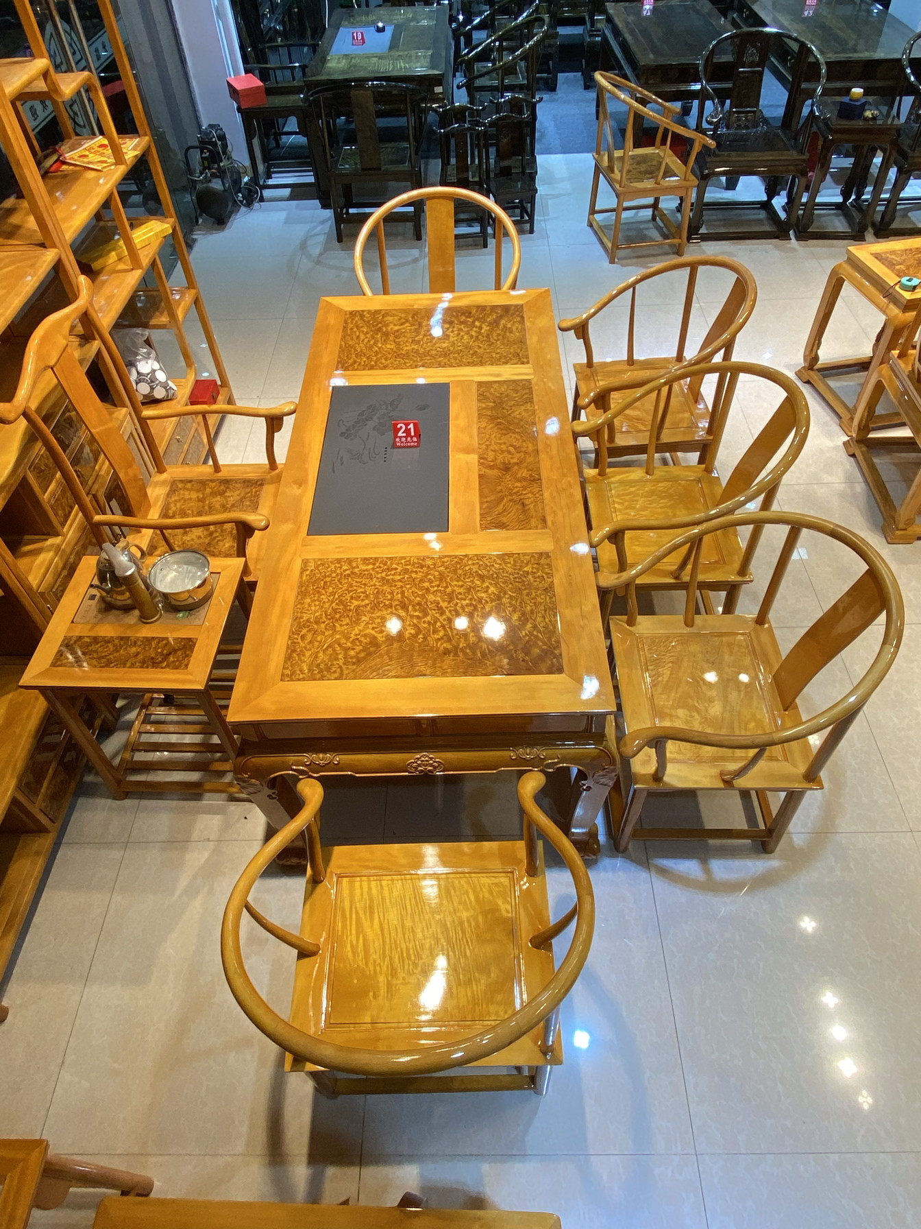 金丝楠木泡茶桌黄金樟家具茶桌办公家用泡茶桌椅组合中式