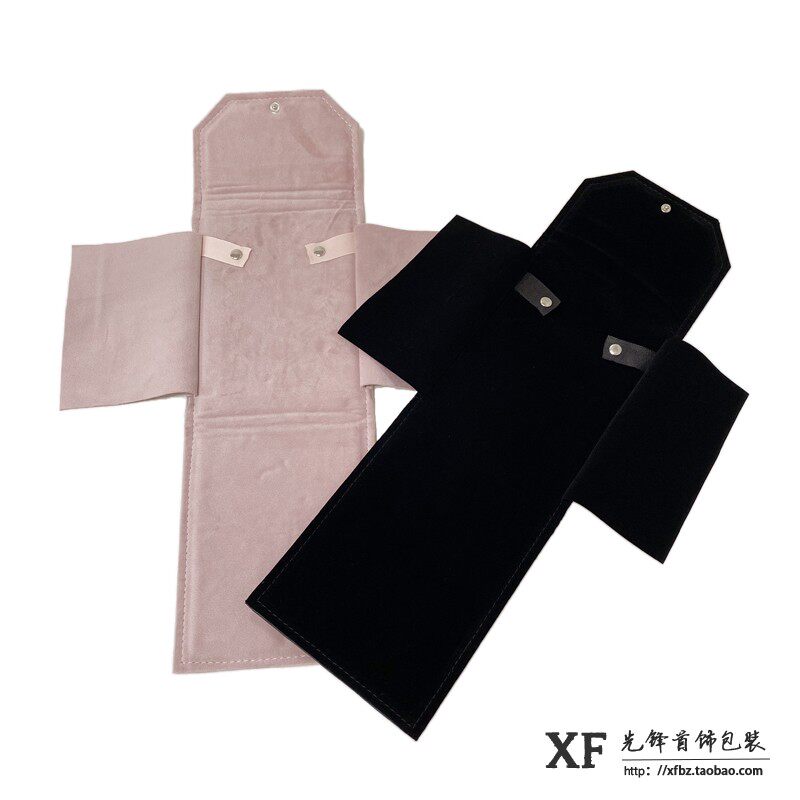 丽丝绒/PU小号方形项链收纳卷包高档项链收纳盒便携小方包