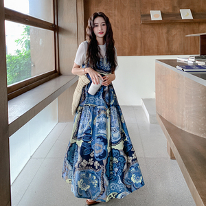 夏季新款短袖T恤吊帶大擺裙兩件套 2C018-6011-P155-K228圖片