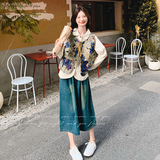 独特绝美一整套穿搭女春季2025新款小众设计感马甲衬衫半裙三件套，女装套装/套裙，2C018