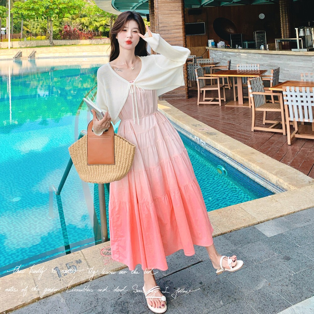 夏季新款 小开衫 渐变连衣裙两件套 2C018-K922-P165-K238图片