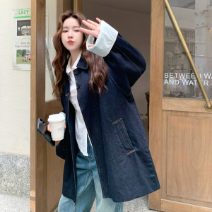 高级小众复古美式牛仔外套女春秋2025新款超火好看中长款夹克上衣图片