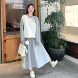 新中式穿搭国风上衣套装女春秋2025超火好看高级感半身长裙两件套，女装套装/套裙，2C018