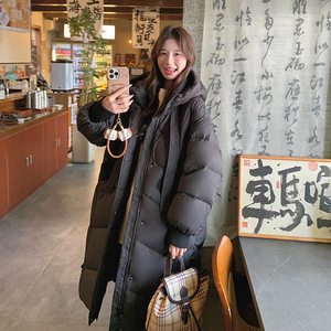 高级感长款羽绒服女2024时尚新款针织口袋保暖90白鸭绒面包服图片