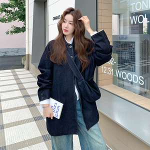 高级小众复古美式牛仔外套女春秋2025新款超火好看中长款夹克上衣图片