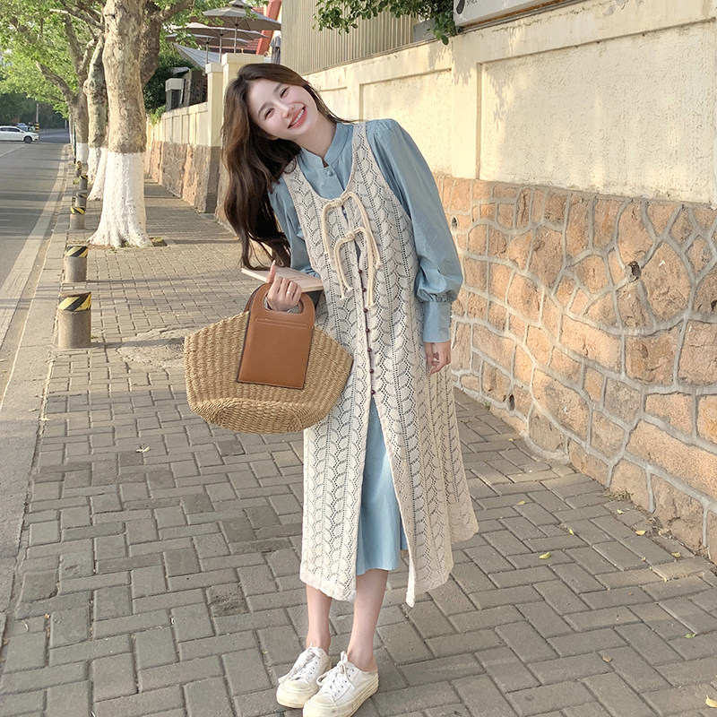 春款甜美森系蕾丝罩衫衬衫连衣裙两件套2C018-8902-P175-K248,女装套装/套裙,2C018