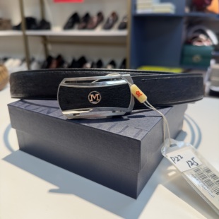 孤品撤柜高端品牌梦男士 不锈钢外穿皮带鸵鸟皮3.5宽柔软舒适P22