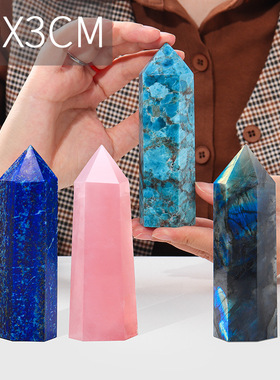 10X3cm天然水晶柱标准柱原石打磨单尖六棱柱魔棒能量石摆件批发