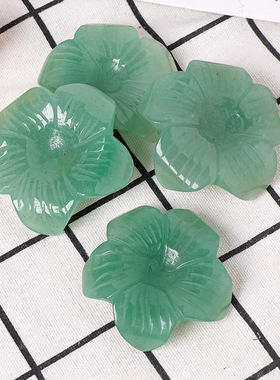 天然水晶雕刻件东陵玉花托摆件水绿东陵原石打磨花瓣装饰摆件