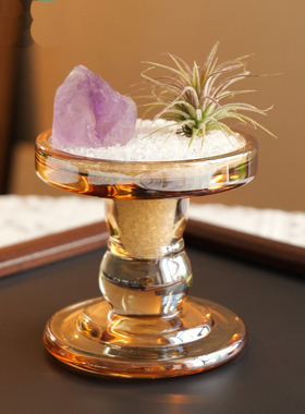 天然水晶紫水晶原石空气凤梨摆件创意无火香薰石水晶消磁净化