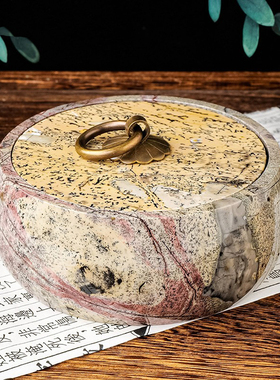 天然水晶原石图画石茶叶罐摆件个性密封罐储物罐创意图画石