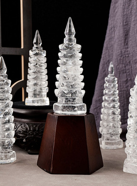 天然白水晶文昌塔摆件白水晶原石打磨家居办公送礼工艺品风水