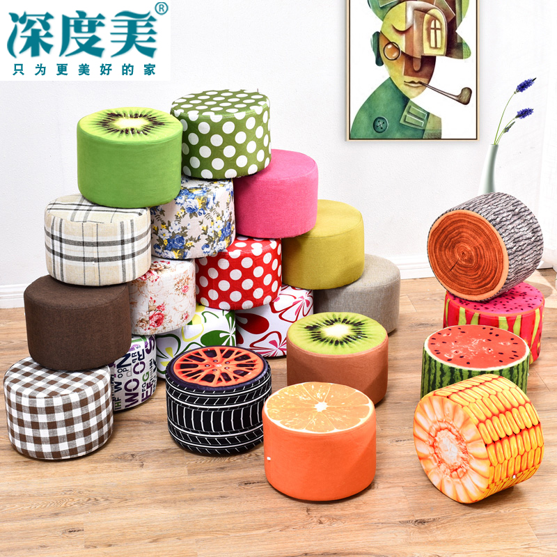 创意时尚客厅家用圆坐墩布艺矮凳