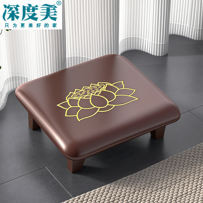 實(shí)木拜凳跪墊家用中式拜凳寺院用靜坐蒲團(tuán)墊椰棕寺廟蓮花遐想墊