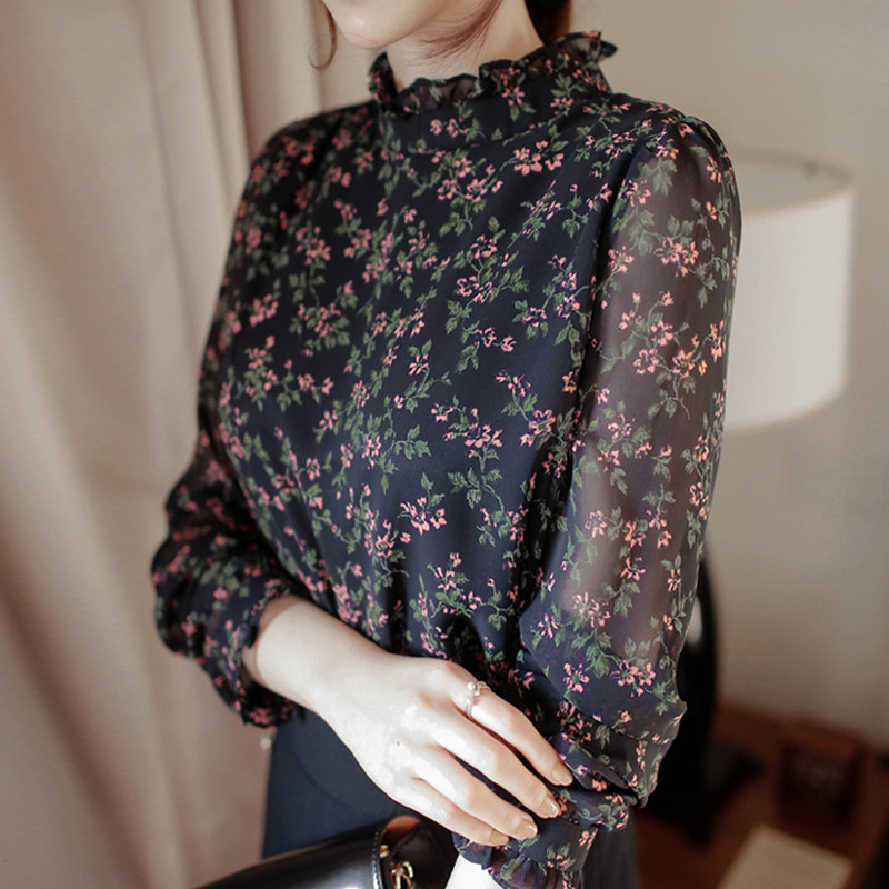 半高领加绒打底衫女2020秋冬修身洋气雪纺上衣遮肚子内搭保暖小衫