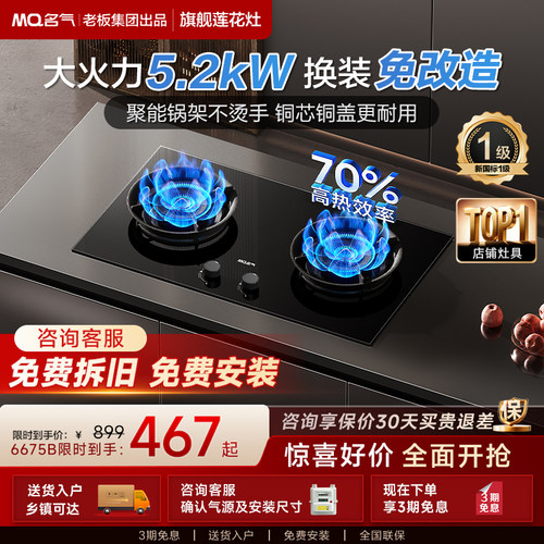 老板名气大火力莲花灶6675燃气灶