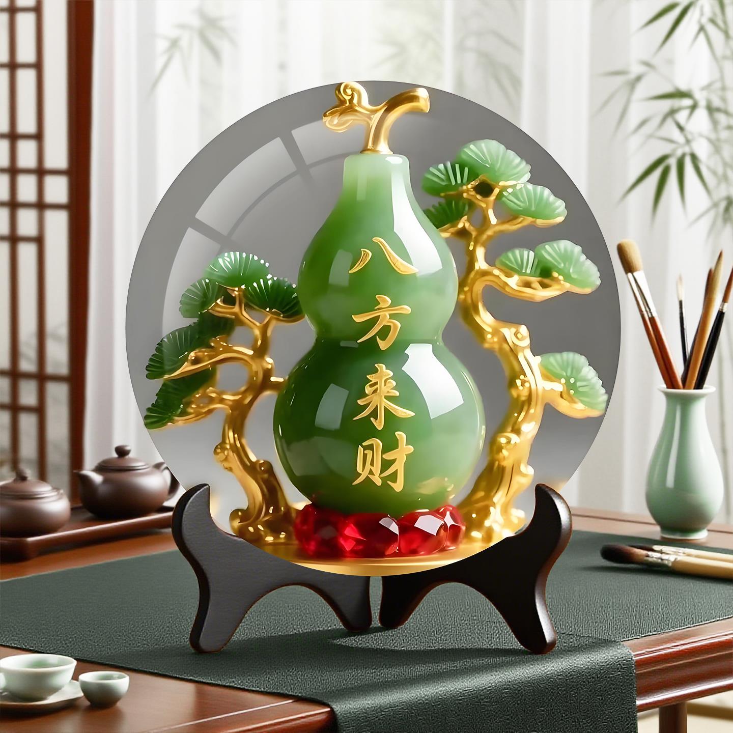 摆件办公室高档圆形台画新