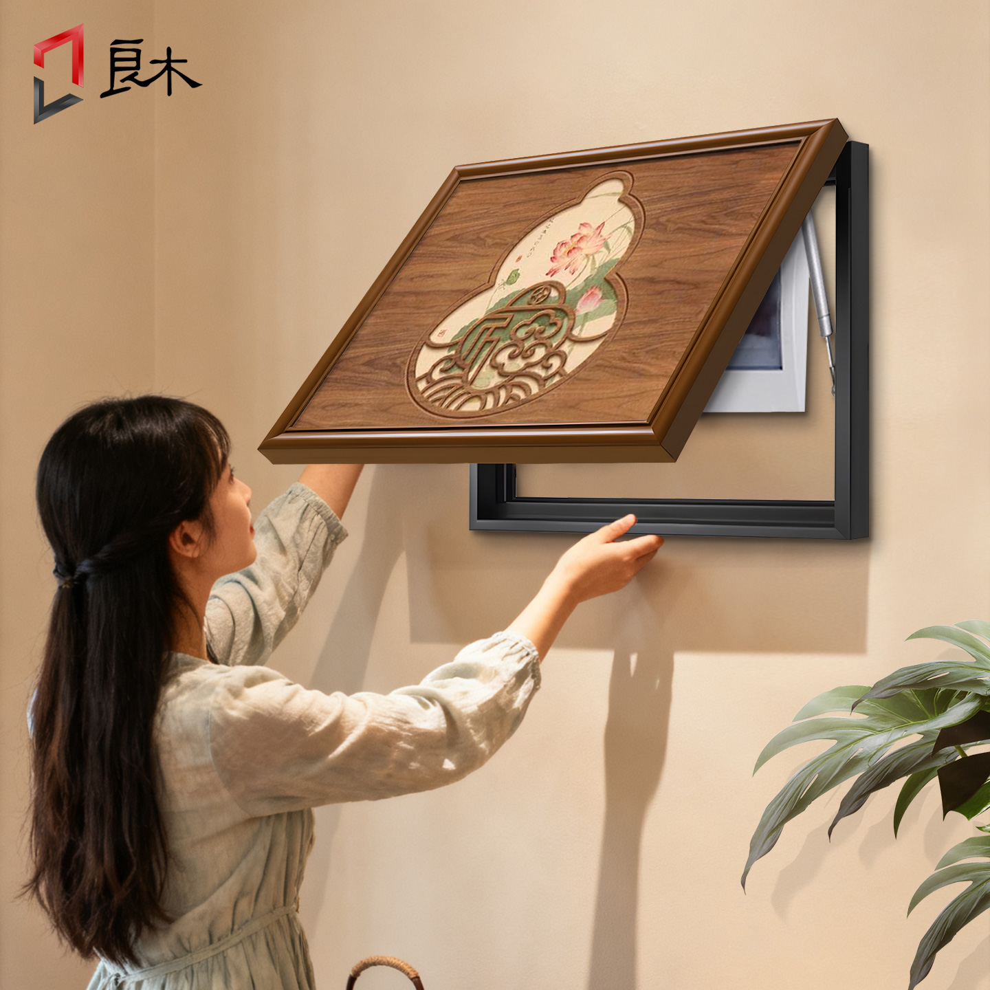 葫芦2025新款电表箱挂画花鸟配电箱遮挡装饰画新中式电箱盖面板画