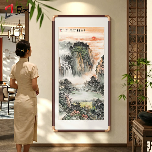 新中式玄关装饰画山水画挂画