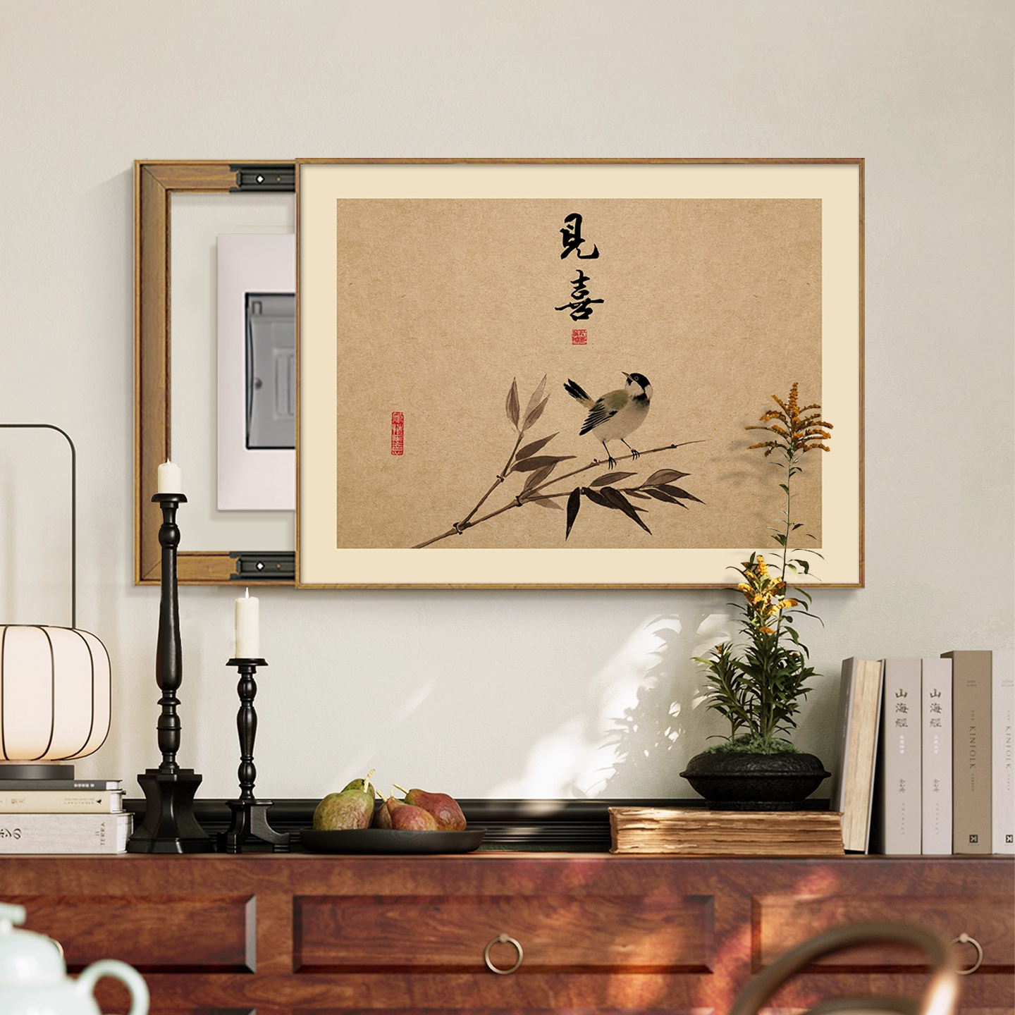 新中式电表箱装饰画免打孔