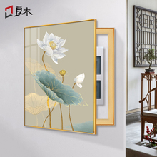 新中式电表盒配电箱装饰画竖款免打孔2025新款遮挡挂画竖版强电闸