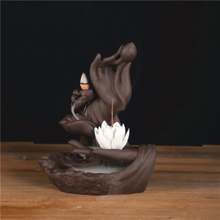 新式香插新中式倒流香炉陶瓷紫砂新款创意家居佛手莲花香道摆件