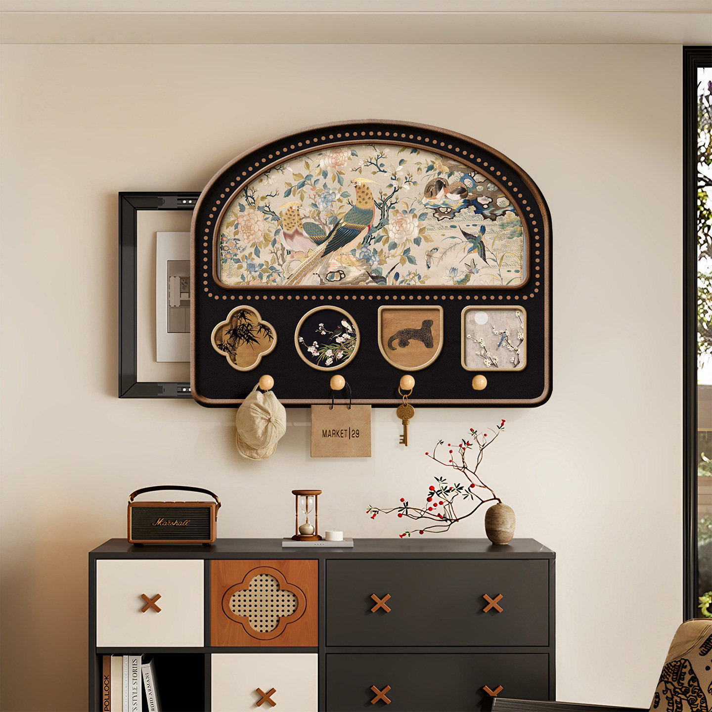 电表箱装饰画可推拉洞洞板收纳置物架客厅配电箱遮挡挂画盖板架子,家居饰品,现代装饰画,淘宝优惠券,粉丝福利购,淘宝优惠卷