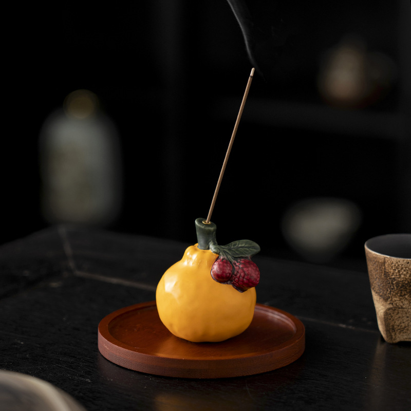 古风陶瓷丑橘线香炉立式迷