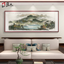 饰画聚宝盆山水国画办公室风景壁画 西墙客厅挂画中式 沙发背景墙装