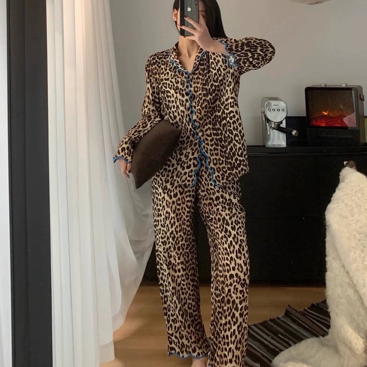 冰丝缎面秋季女士长袖裤家居服