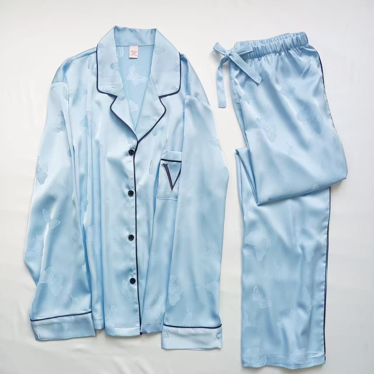 欧美风 2026年小码XS丝质缎面休闲宽松女士短袖裤睡衣家居服套装