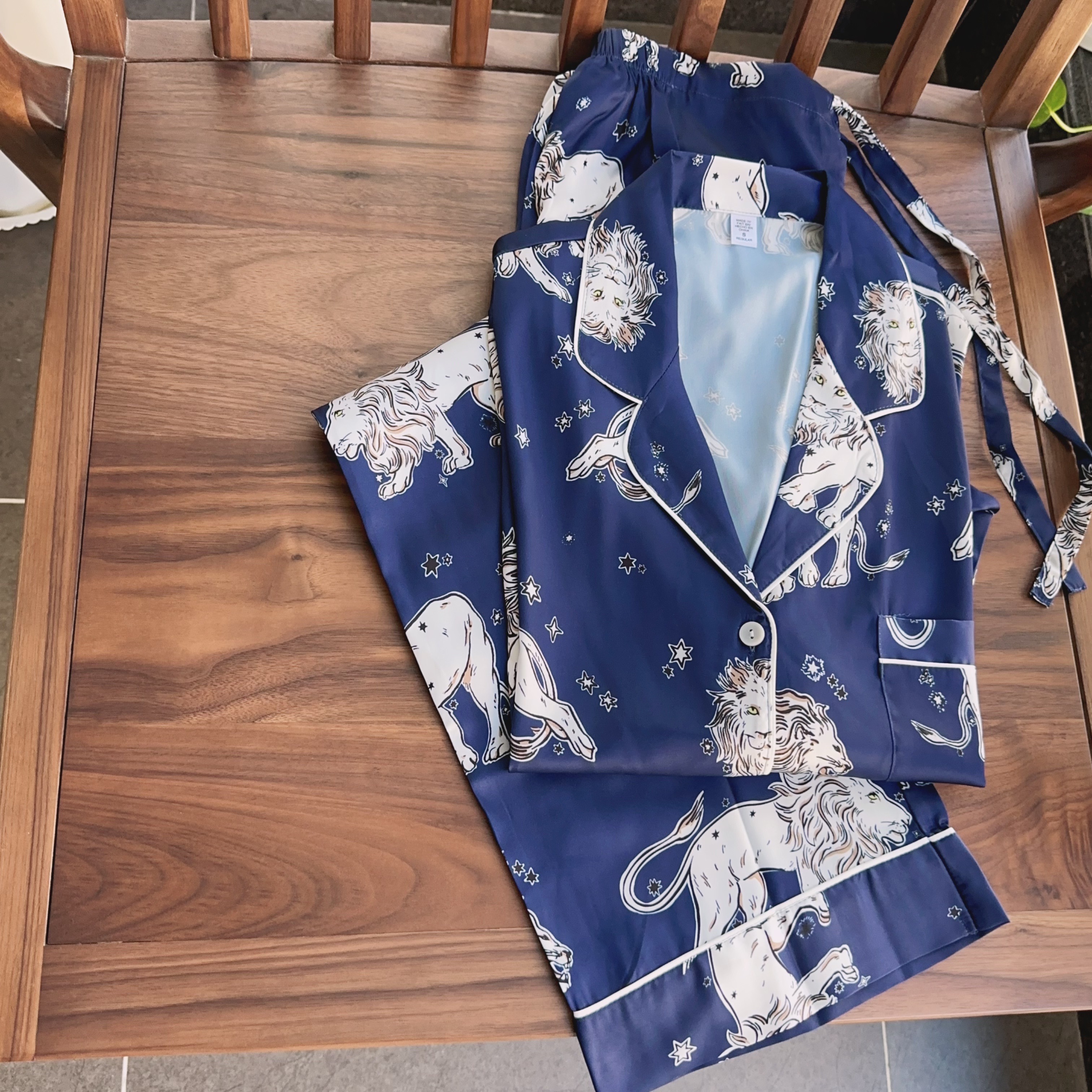 高端轻奢缎面长袖长裤套装