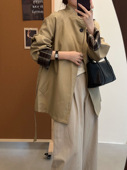 2026春新款 风衣潮0310 韩系立领翻领风衣外套女宽松百搭撞色中长款