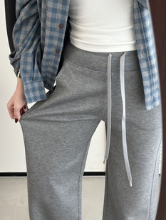 女弹力奶皮子休闲百搭长裤 卫裤 子潮0545 高腰显瘦直筒裤 2026春新款