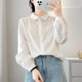 精致设计感重工刺绣衬衫 女2025年长袖 白色上衣淑女休闲衬衣X258