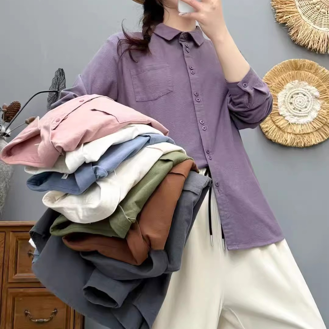 长袖磨毛棉厚款衬衫女