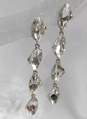 物种 韩版闪钻气质长款女团显脸瘦bingbing宴会耳环无耳洞耳夹