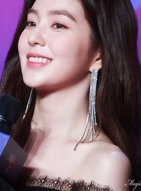 物种 RedVelvet裴珠泫lrene同款长款满钻流苏显瘦聚会耳环耳夹