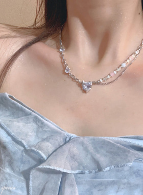 女甜美少女感项链甜酷碎银子拼接
