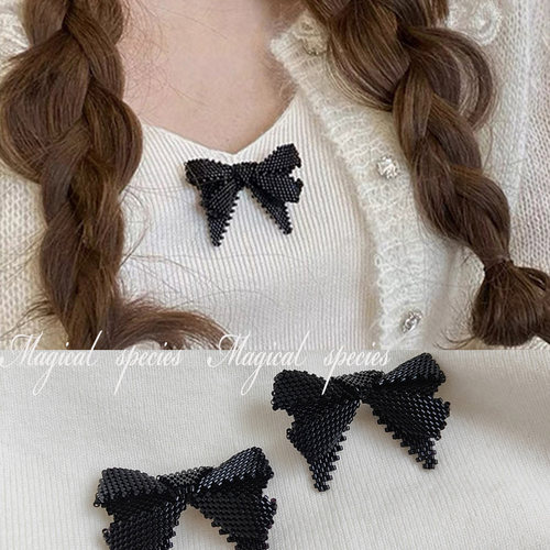 甜美黑色蝴蝶结学院风胸针