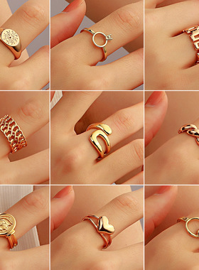 欧美开口合金人像爱心指环