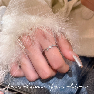 New cross kink zircon fine ring delicate open ring for women