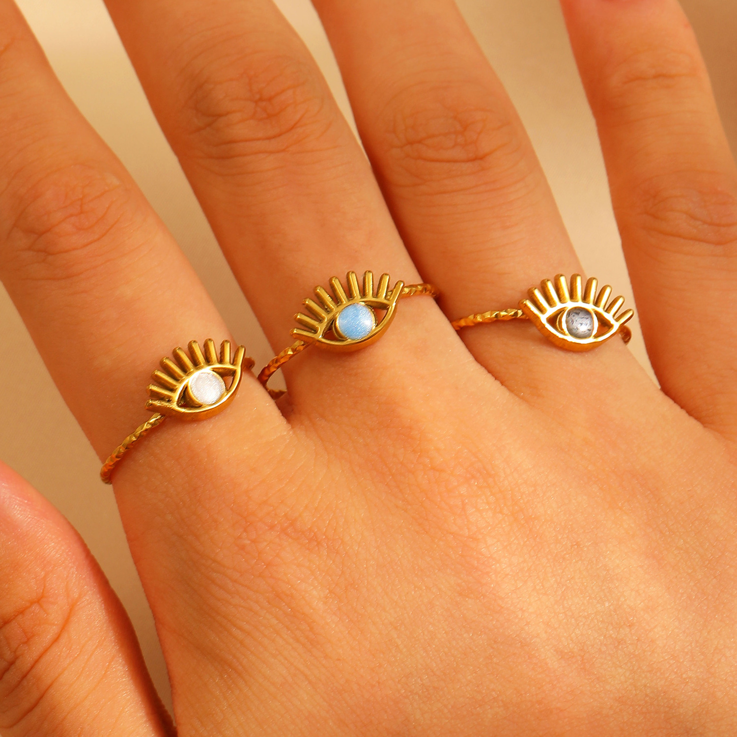 夸张恶魔之眼滴油开口指环