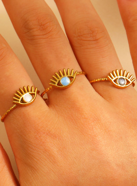 夸张恶魔之眼滴油开口指环