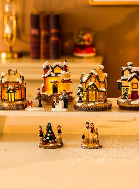 Christmas resin light up little house tabletop decoration