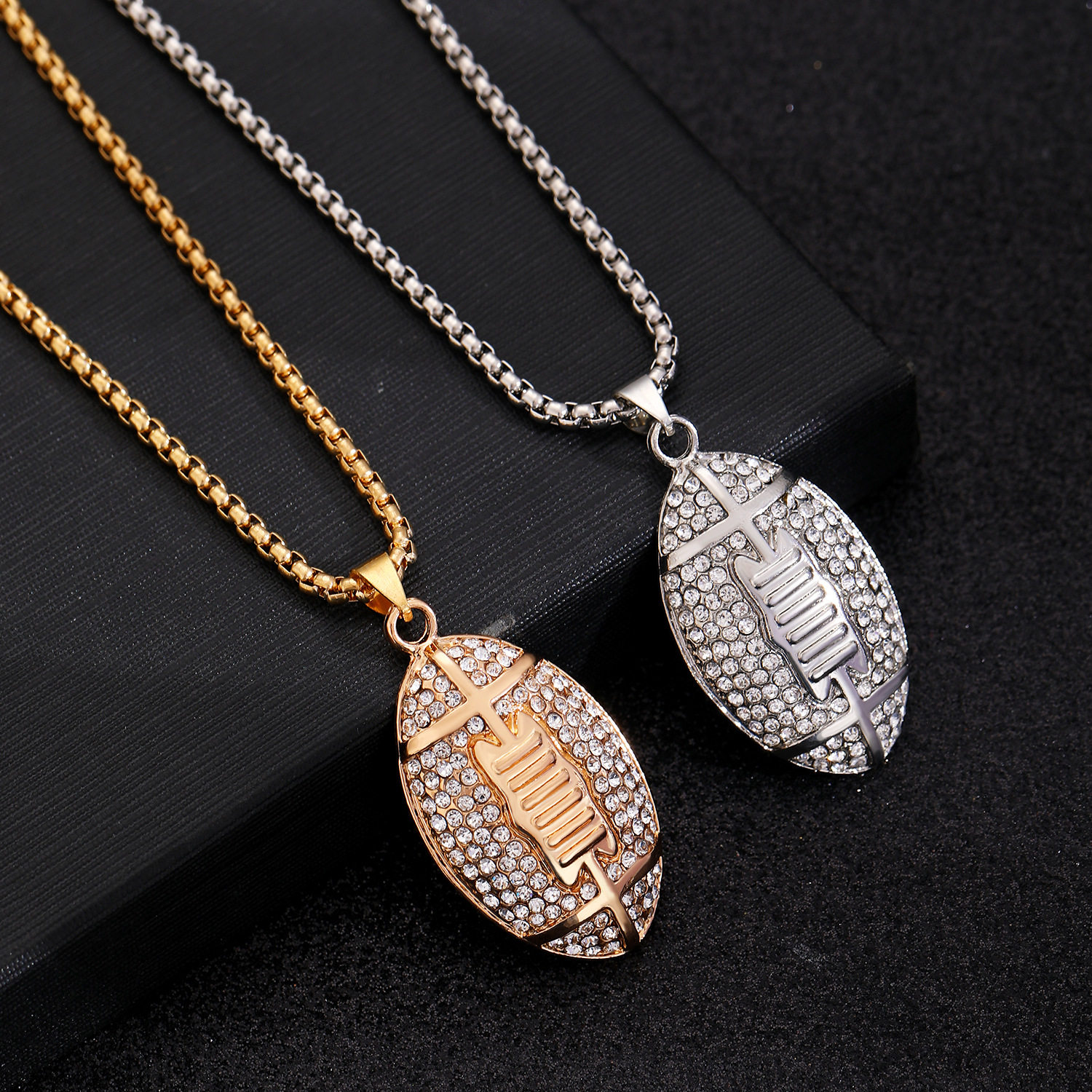 HIPHOP Hip Hop accessory alloy football pendant necklace